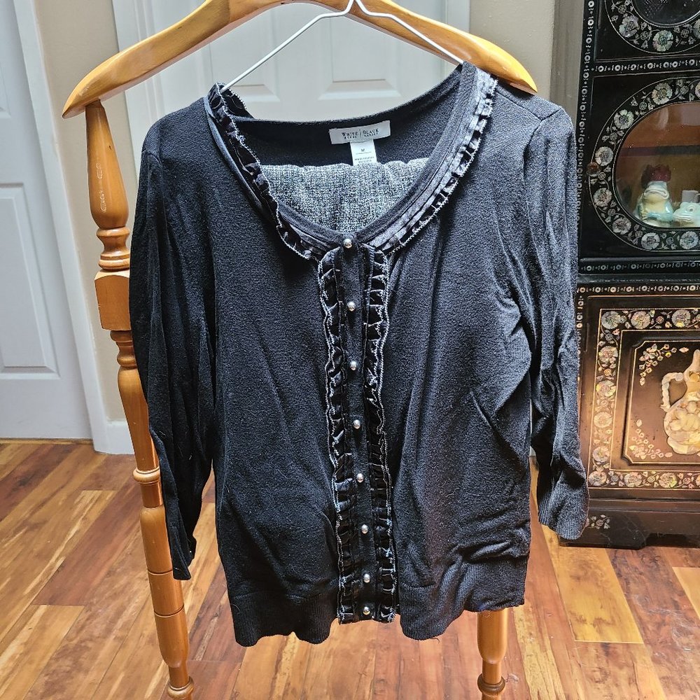 White House Black Market, S, 2pc black knit pants set